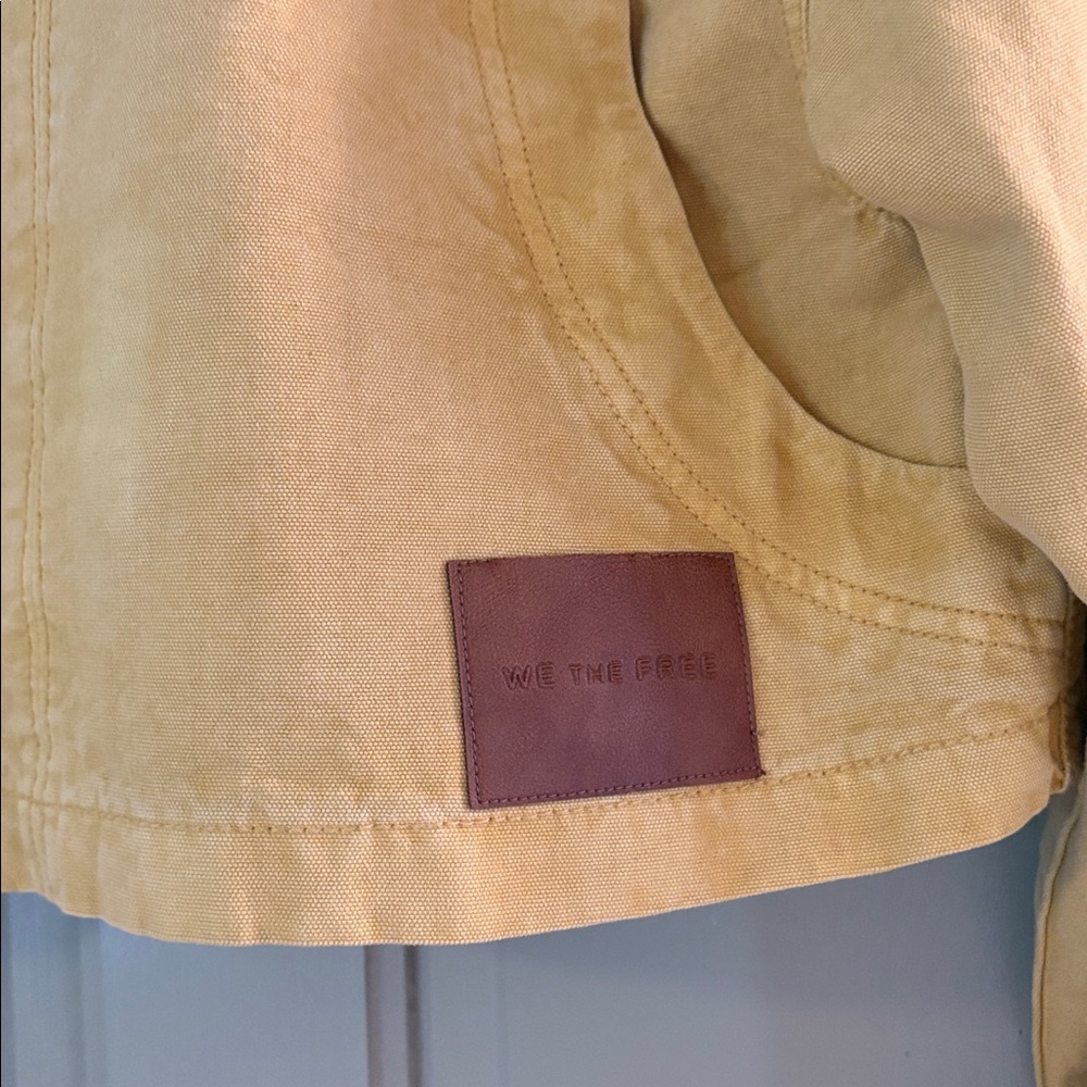 Free People We The Free Cropped Martha Yellow Jacket with Brown Collar size XS - Picture 6 of 7